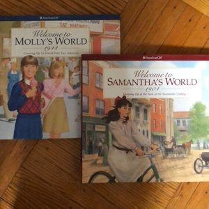 A set of American Girl hard cover books